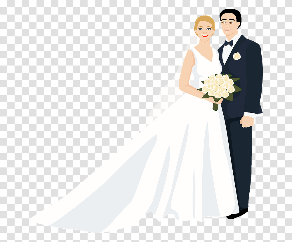Bride And Groom Clipart Bride, Person, Robe, Fashion Transparent Png