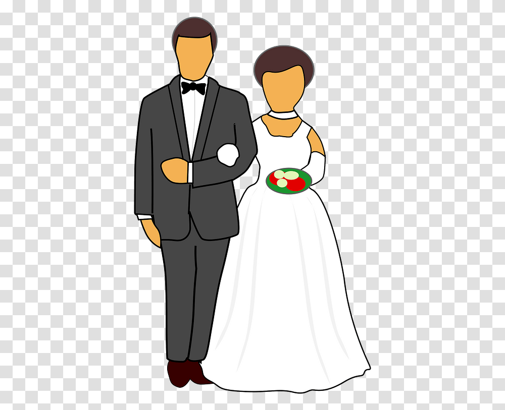 Bride And Groom Clipart, Suit, Overcoat, Dress Transparent Png