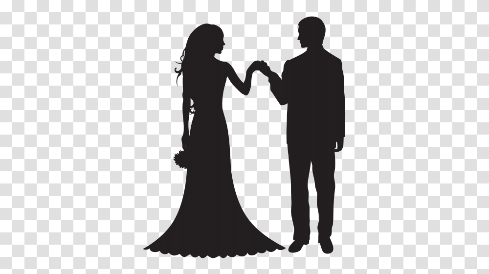 Bride And Groom Clipart Weddings Wedding, Holding Hands, Person, Human, Silhouette Transparent Png