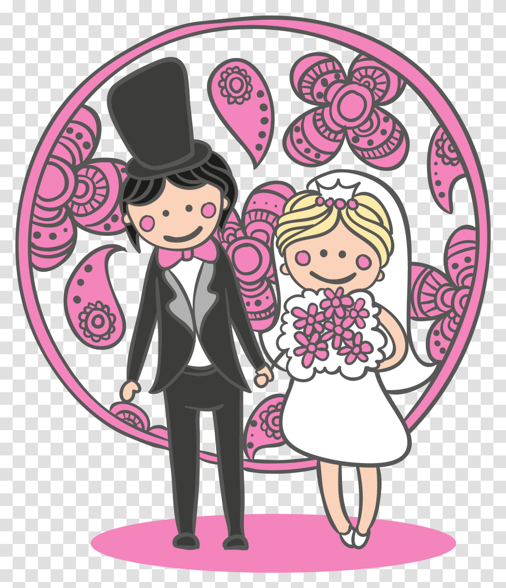 Bride And Groom Silhouette Cartoon Bride And Groom, Performer, Book, Girl, Photo Booth Transparent Png