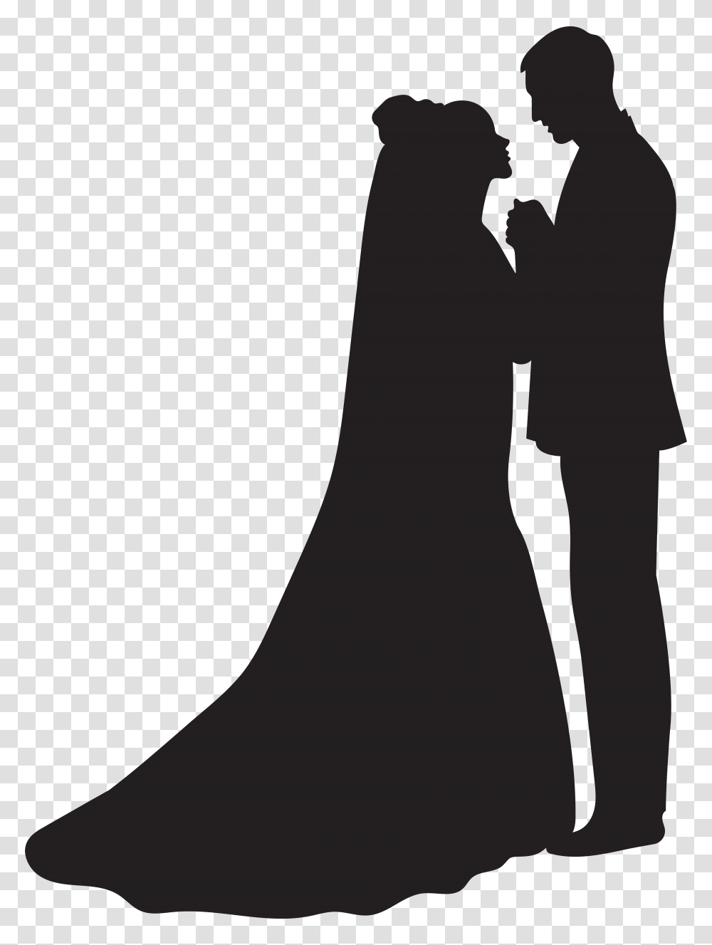 Bride And Groom Silhouette Clip, Gray, Logo Transparent Png