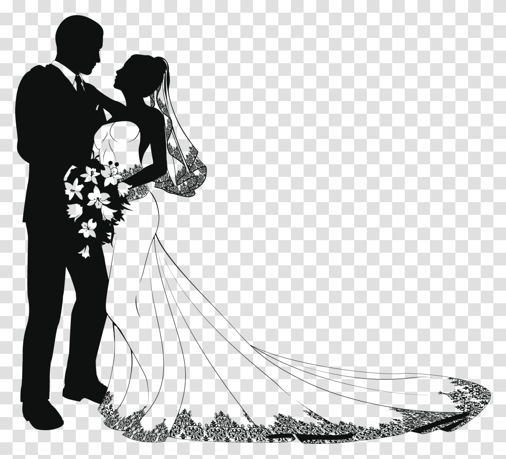 Bride And Groom Silhouette, Face, White, Texture Transparent Png