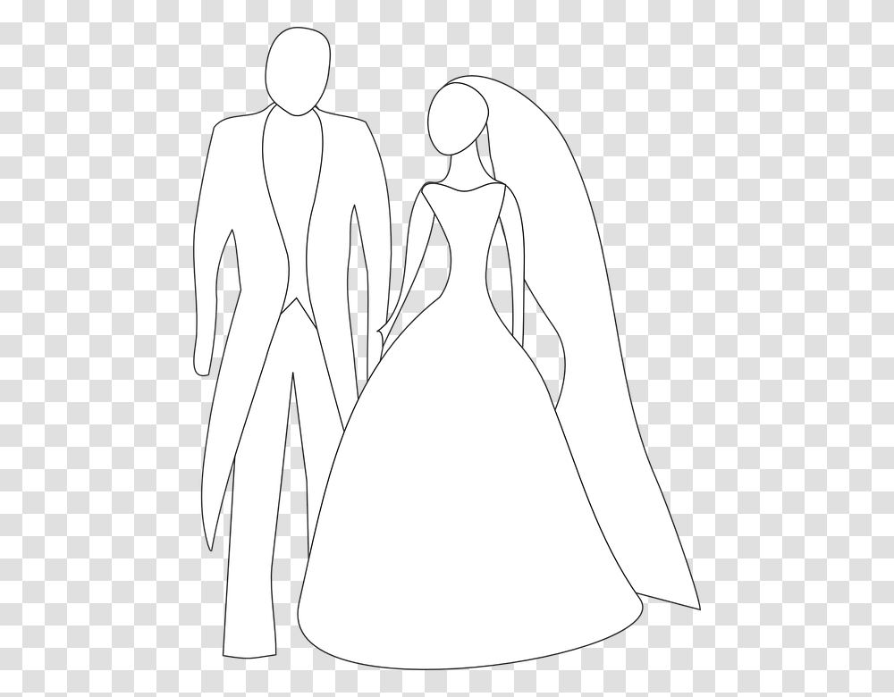 Bride Groom Couple Love Marriage Romance Bride And Groom Clipart, Apparel, Fashion, Stencil Transparent Png