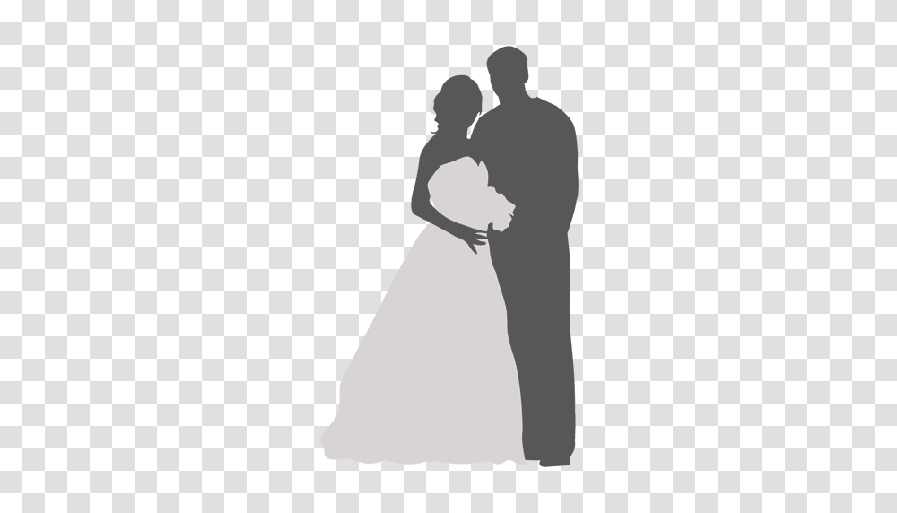 Bride Groom Romancing Silhouette, Person, Robe, Fashion Transparent Png