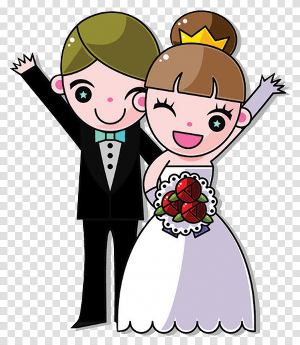 Bride Marriage Wedding Couple Bride And Groom Animation Groom And Bride Cartoon, Performer, Magician, Doodle, Drawing Transparent Png