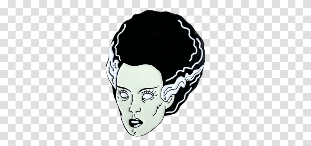 Bride Of Frankenstein Pin Bride Of Frankenstein Outline, Head, Face, Hair, Label Transparent Png