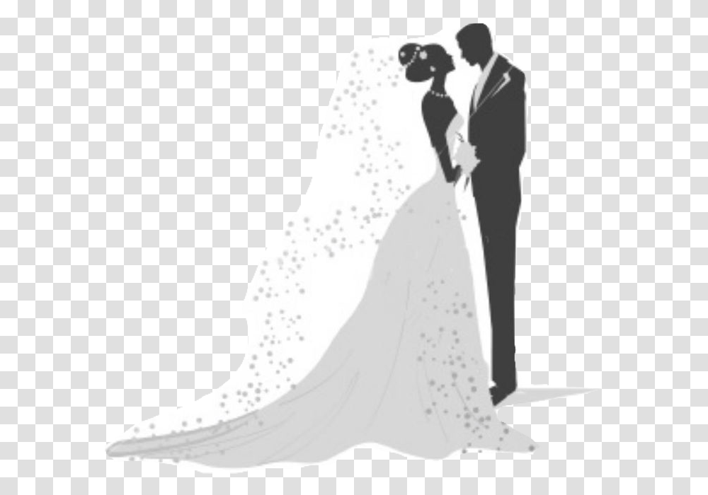Bride Silhouette Bride And Groom Silhouette, Person, Robe, Fashion Transparent Png