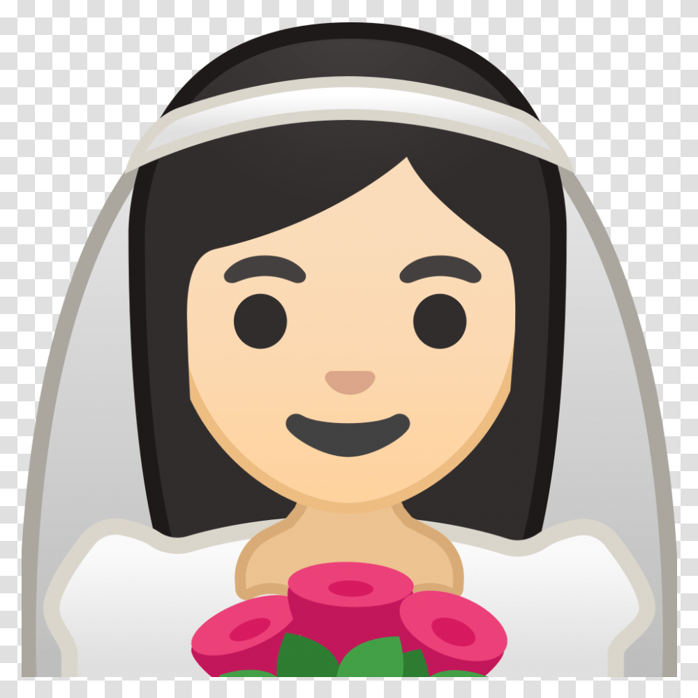 Bride With Veil Light Skin Tone Icon Noto Emoji People Bride Emoji, Clothing, Apparel, Face, Snowman Transparent Png