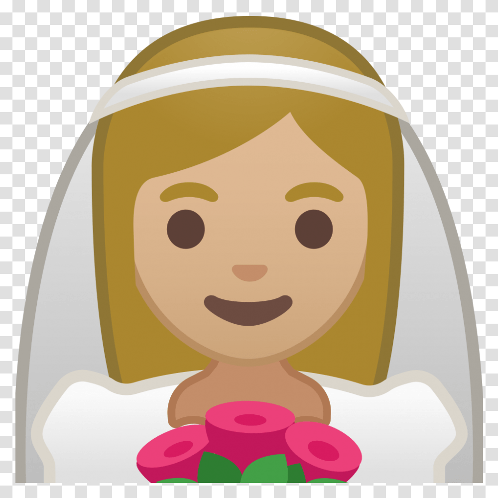 Bride With Veil Medium Light Skin Tone Emoji Bride, Clothing, Apparel, Face, Food Transparent Png
