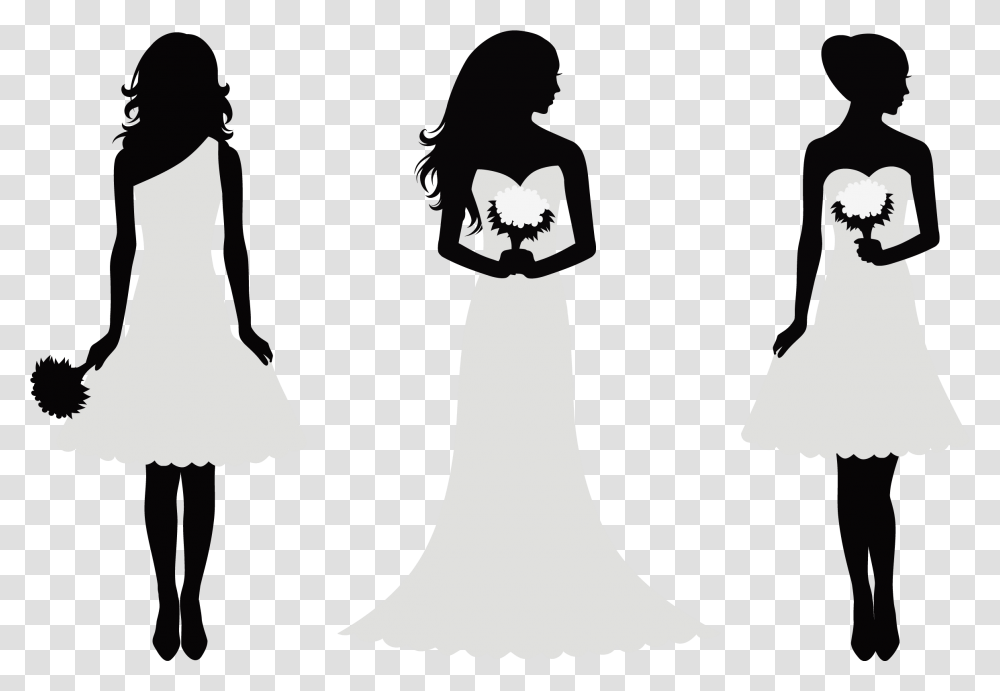 Bridesmaids Bridesmaid Silhouette, Clothing, Person, Gown, Fashion Transparent Png