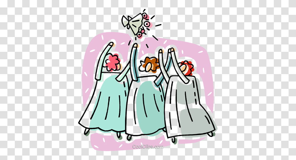 Bridesmaids Catching The Bouquet Royalty Free Vector Clip Art, Dynamite, Drawing, Doodle Transparent Png