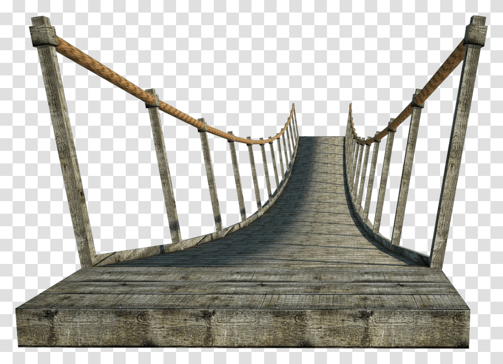 Bridge, Building, Rope Bridge, Suspension Bridge, Handrail Transparent Png