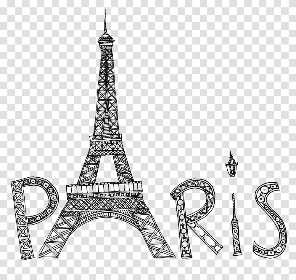 Bridge Silhouette Eiffel Tower Coloring Page, Spire, Architecture, Building, Steeple Transparent Png