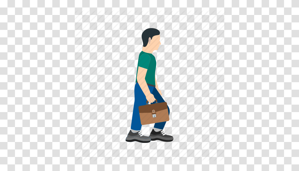 Briefcase Business Corporate Holding Job Walk Walking Icon, Person, Human, Standing, Bag Transparent Png