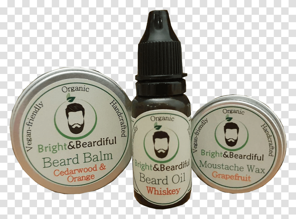Bright And Beardifulquots Beard Oil Balm And Moustache Label, Bottle, Cosmetics, Aftershave, Perfume Transparent Png