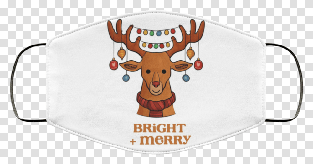 Bright And Merry Christmas Xmas Reindeer Face Mask Q Caribou, Birthday Cake, Dessert, Food, Bib Transparent Png