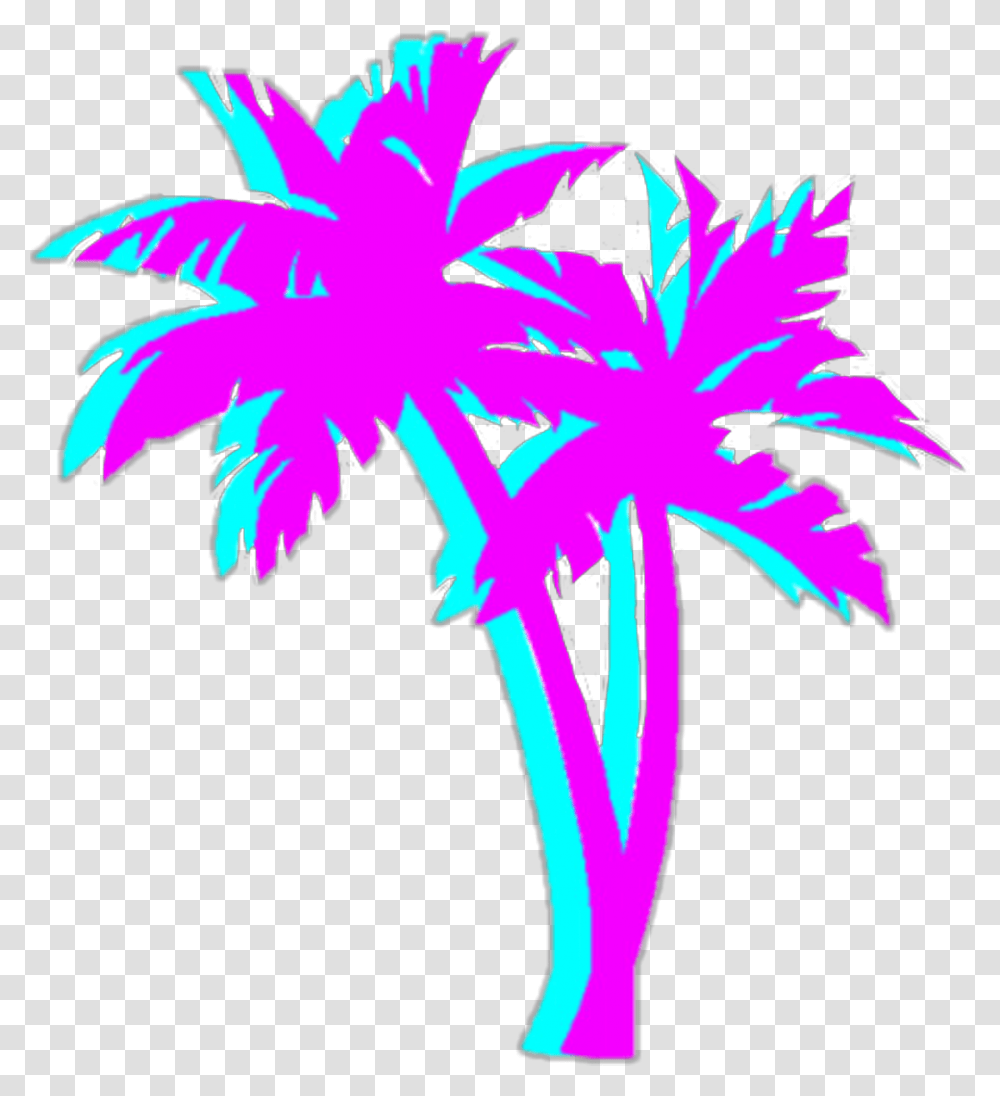 Bright Colorful Neon Aesthetic Tumblr Vaporwave Vaporwave Palm Tree Background, Light Transparent Png