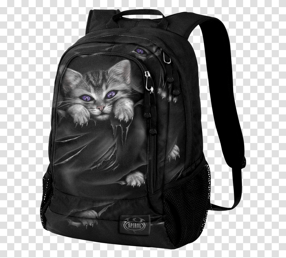 Bright Eyes Backpack Cute Gothic Backpack, Bag, Cat, Pet, Mammal Transparent Png