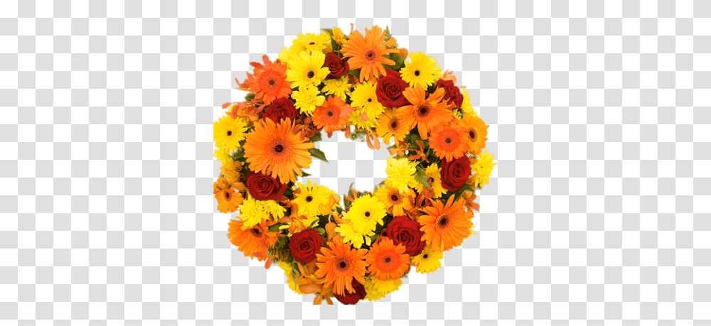 Bright Funeral Wreath Flower Wreath, Plant, Blossom, Flower Arrangement, Daisy Transparent Png