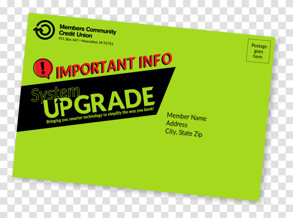 Bright Lime Green Envelope Important Info System Upgrade Paper, Business Card Transparent Png
