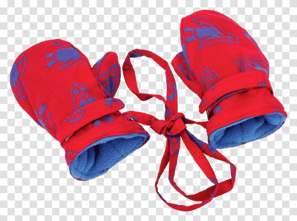 Bright Red Mittens Bow, Clothing, Apparel, Hood, Flower Transparent Png