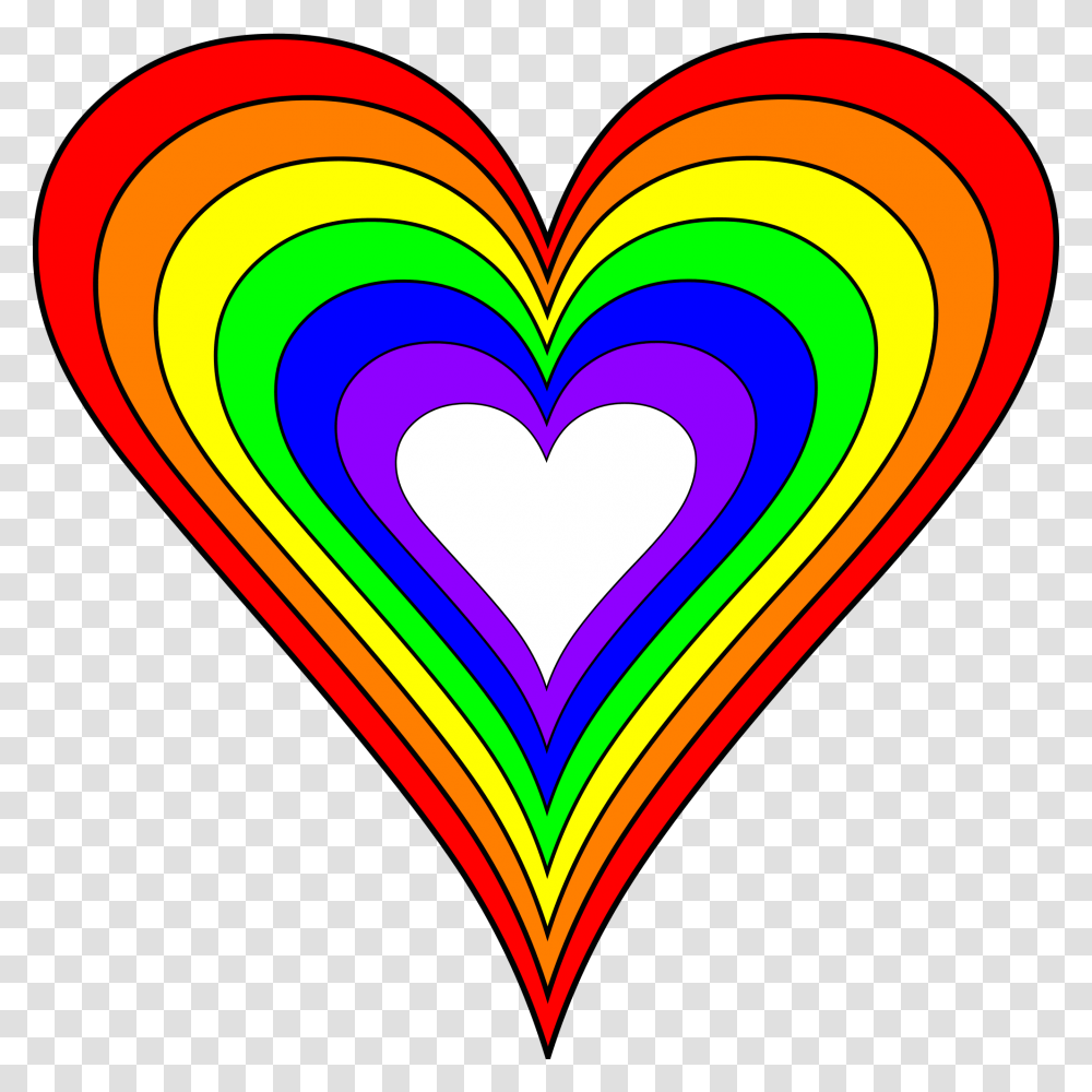 Brighter Rainbow Heart, Light, Label Transparent Png