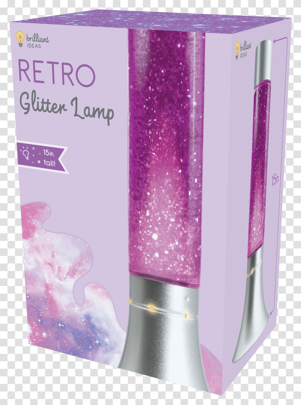 Brilliant Ideas Retro Glitter Lamp, Purple, Bottle, Beverage, Water Bottle Transparent Png