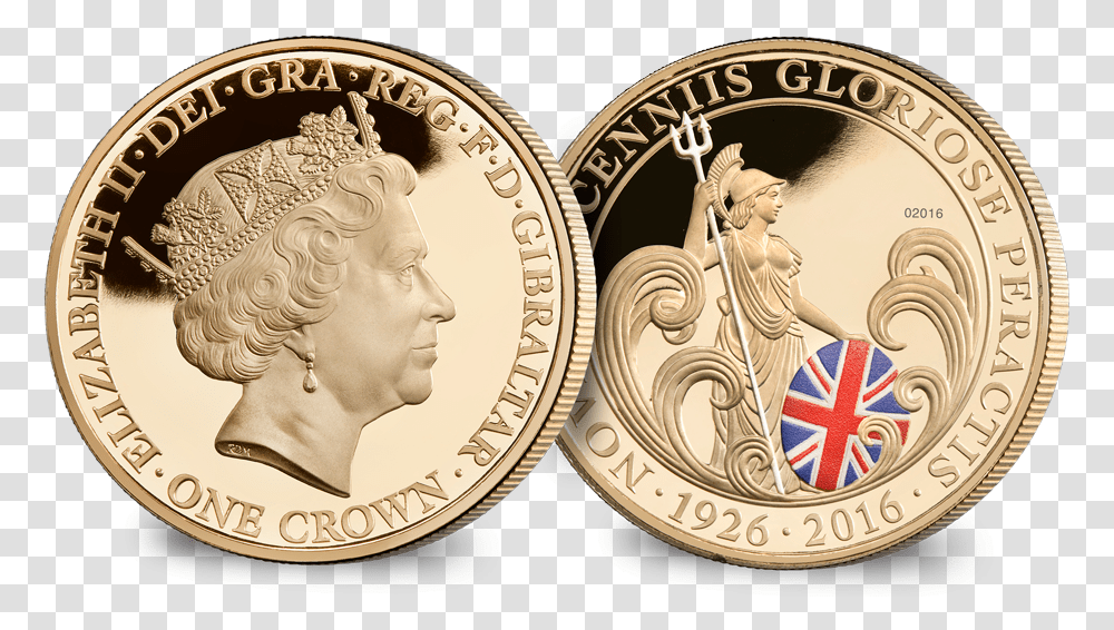 Britannia One Crown Reverse With Edge Hm Queen Elizabeth Ii 90th Birthday Britannia Crown, Coin, Money, Person, Human Transparent Png
