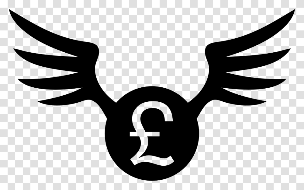 British Pound Coin With Wings Svg Icon Free Pound Sign, Stencil, Silhouette, Scissors, Blade Transparent Png