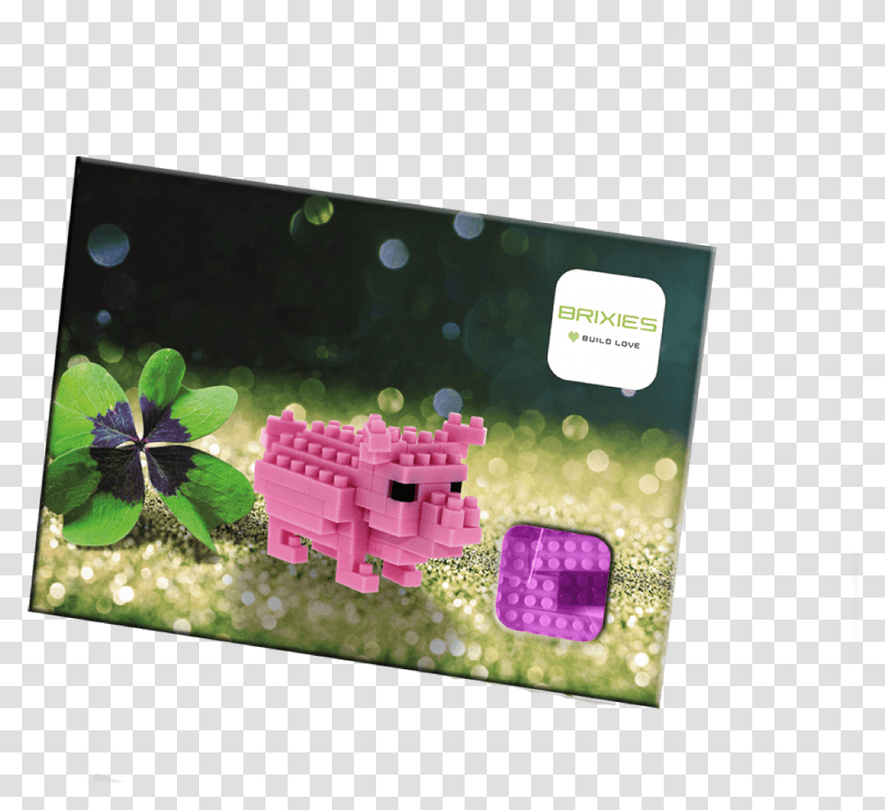 Brixies Postcard Piglet Craft, Toy, Text, Paper, Bush Transparent Png