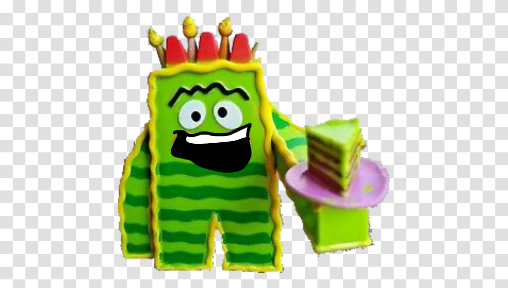 Brobee Birthday Cake Object Towel Again Assets, Toy, Food, Green, Mascot Transparent Png