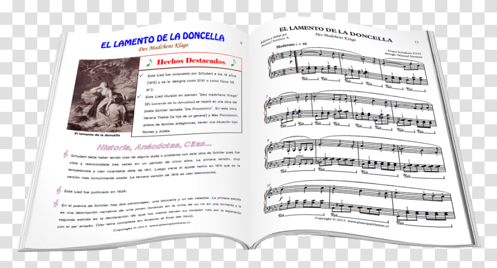 Brochure, Book, Page, Sheet Music Transparent Png