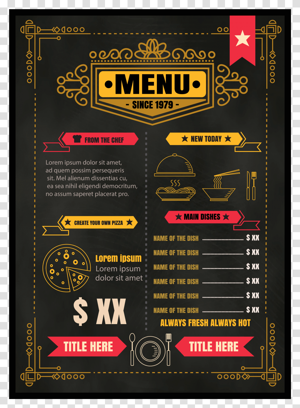 Brochure Vector Food Restaurant Chef Vector, Menu, Pac Man Transparent Png