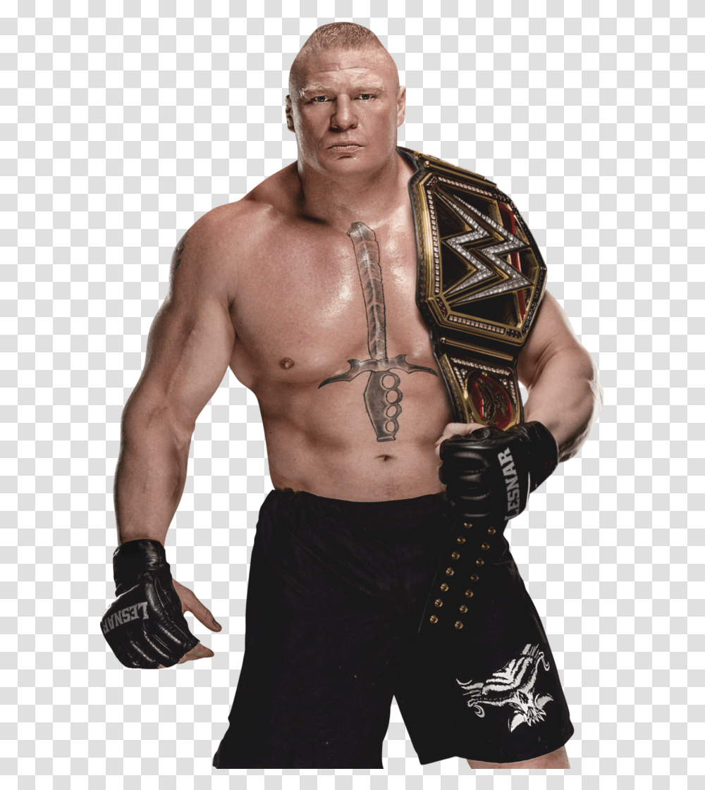 Brock Lesnar With Title, Skin, Person, Human, Tattoo Transparent Png