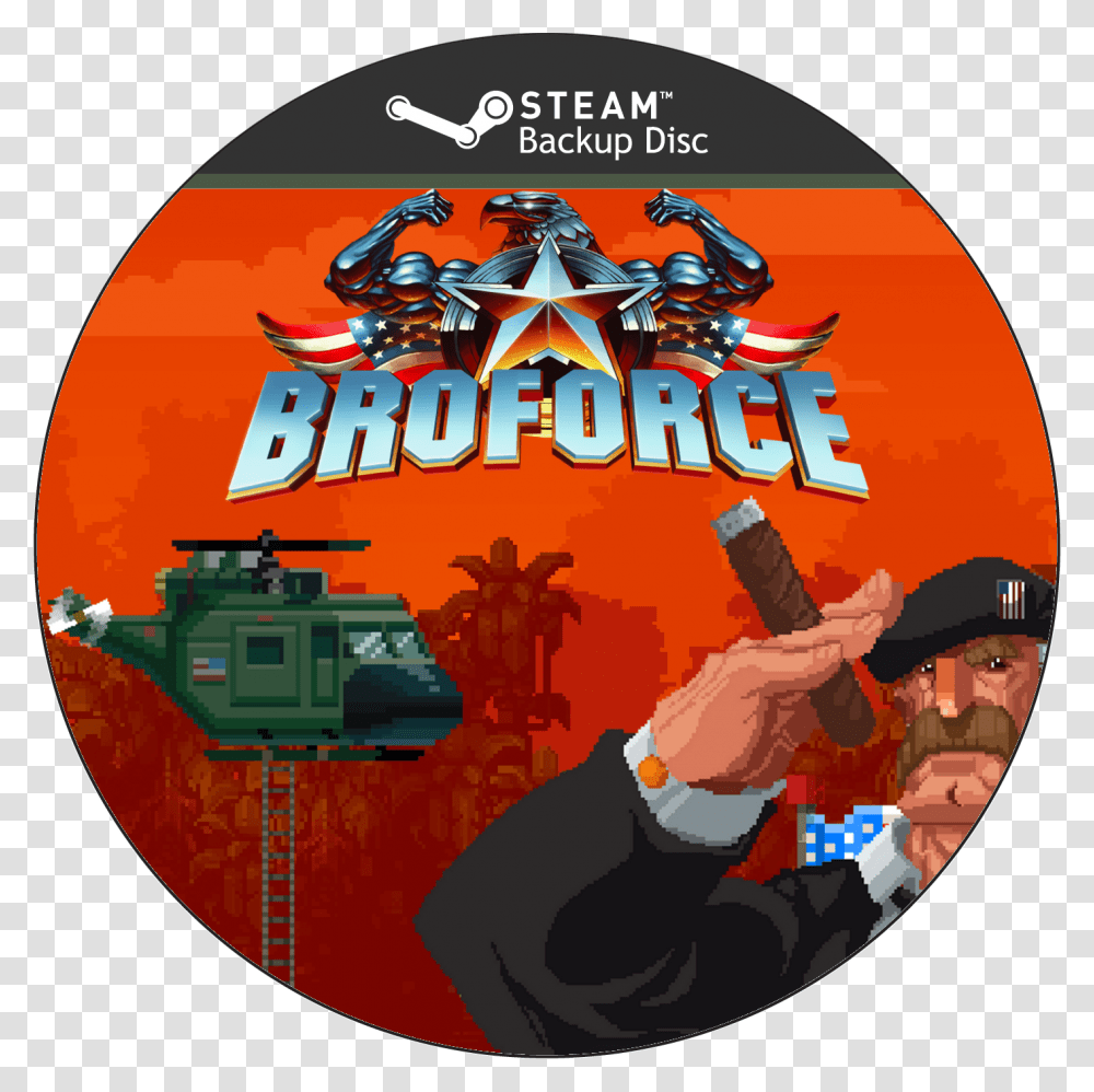 Broforce Logo Broforce Steam, Disk, Dvd, Person, Human Transparent Png