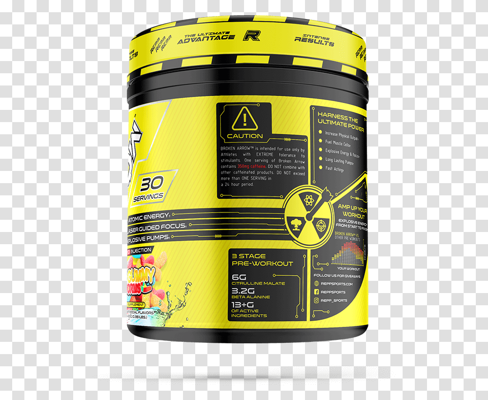 Broken Arrow Elite Pre Workout Repp Sports Cylinder, Label, Text, Beer, Alcohol Transparent Png