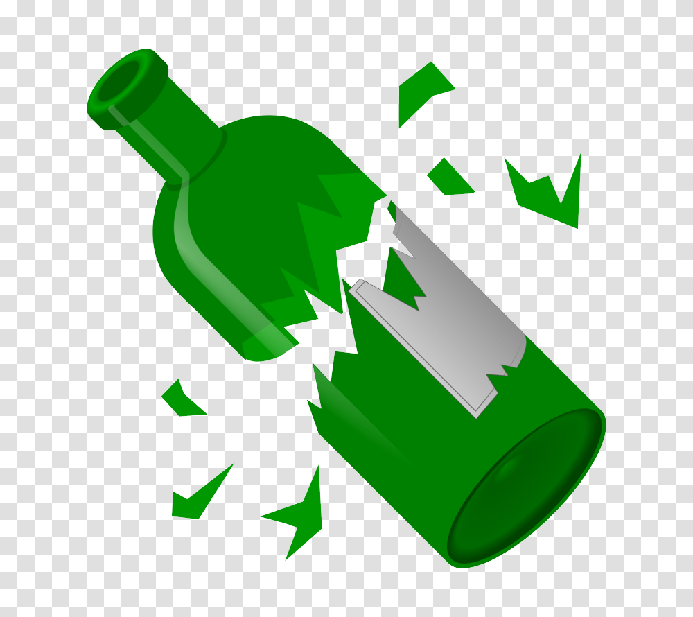 Broken Bottle, Drink, Recycling Symbol, Green Transparent Png