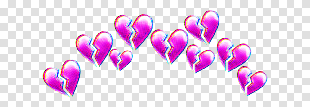 Broken Brokenheart Hearts Heart Crown Heartcrown Broken Blue Heart Emoji, Neon, Light, Purple Transparent Png