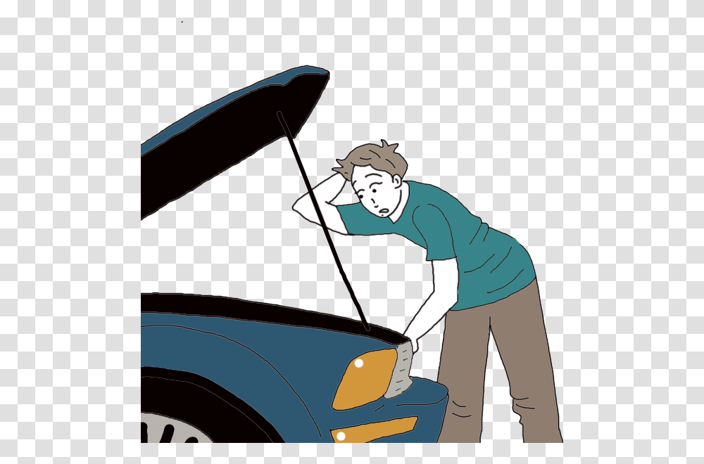 Broken Car Cartoon Clipart Car Broken Down Car Clipart, Person, Outdoors, Angler, Fishing Transparent Png