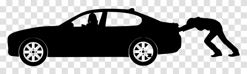 Broken Down Car With Man Pushing It Pillar Automotive Cyber Security Level, Gray, World Of Warcraft Transparent Png