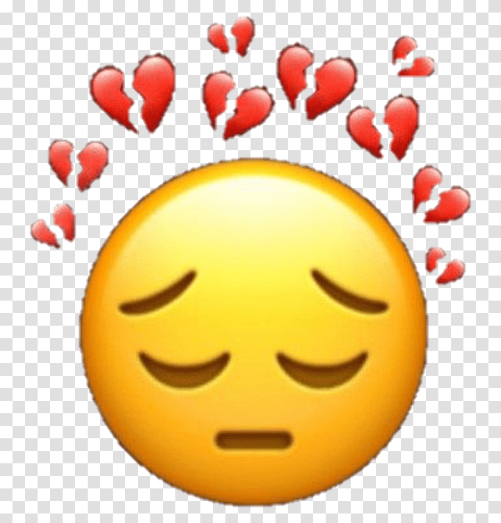 Broken Down Sad Hearts Emoji Sademoji Brokenheart Sad Broken Heart Emoji, Plant, Food, Fruit, Egg Transparent Png