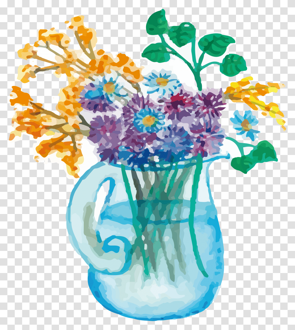 Broken Flower Pot Clipart Jpg Freeuse Download Vase Floreros Pintados Con Acuarelas, Plant, Jar, Pottery Transparent Png