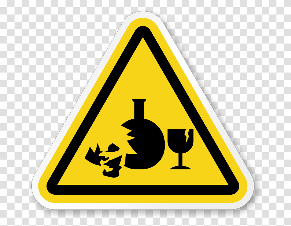 Broken Glass Hazard Symbol Iso Triangle Warning Sticker Signs, Road Sign Transparent Png