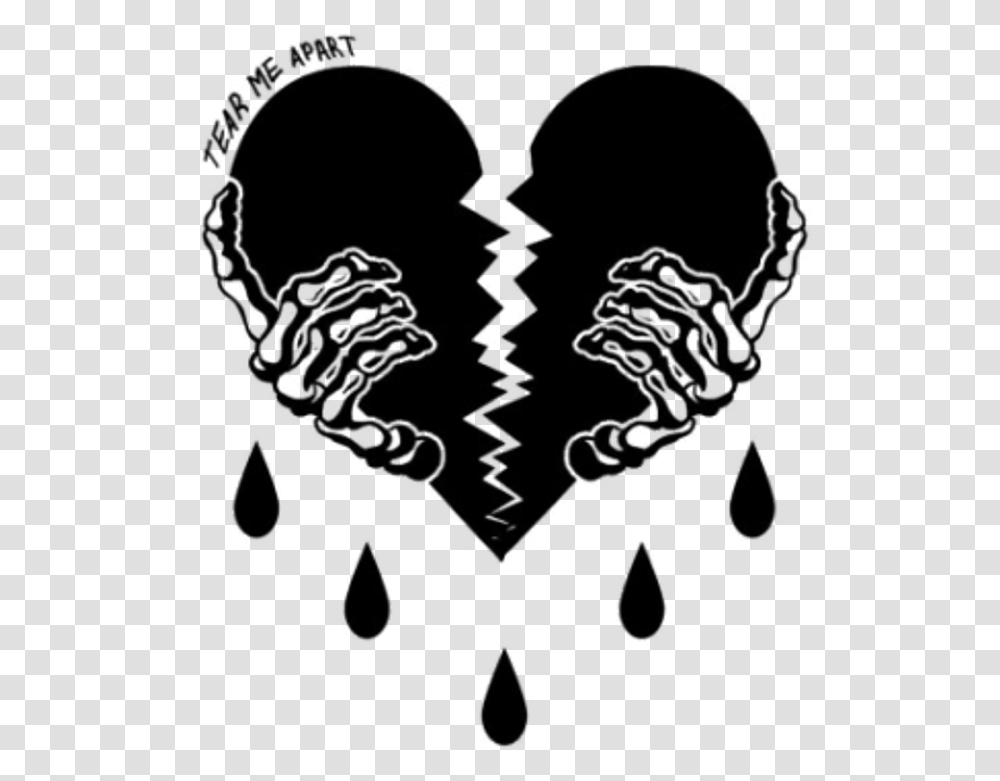 Broken Heart Black And White, Handwriting, Stencil, Droplet Transparent Png