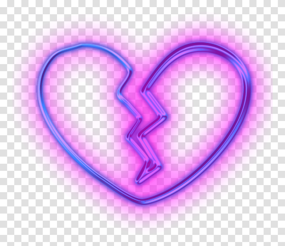 Broken Purple Heart Emoji Neon Broken Heart, Frisbee, Toy, Text, Plectrum Transparent Png