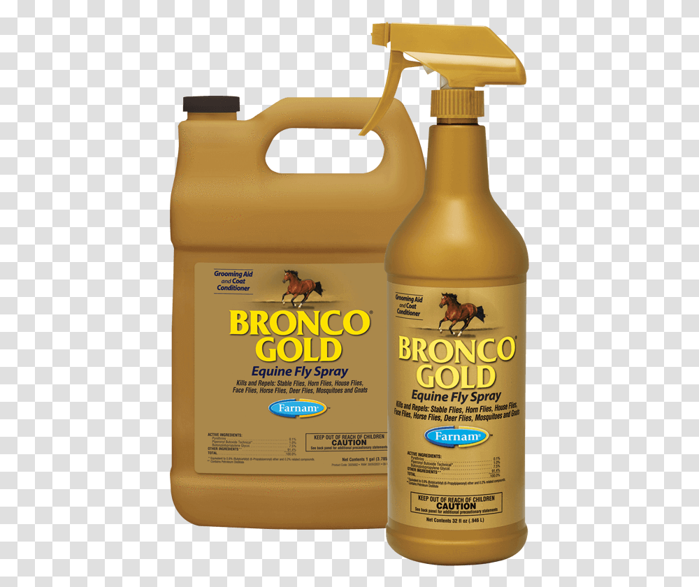 Bronco Gold Equine Fly SprayClass Equine Fly Spray, Bottle, Liquor, Alcohol, Beverage Transparent Png
