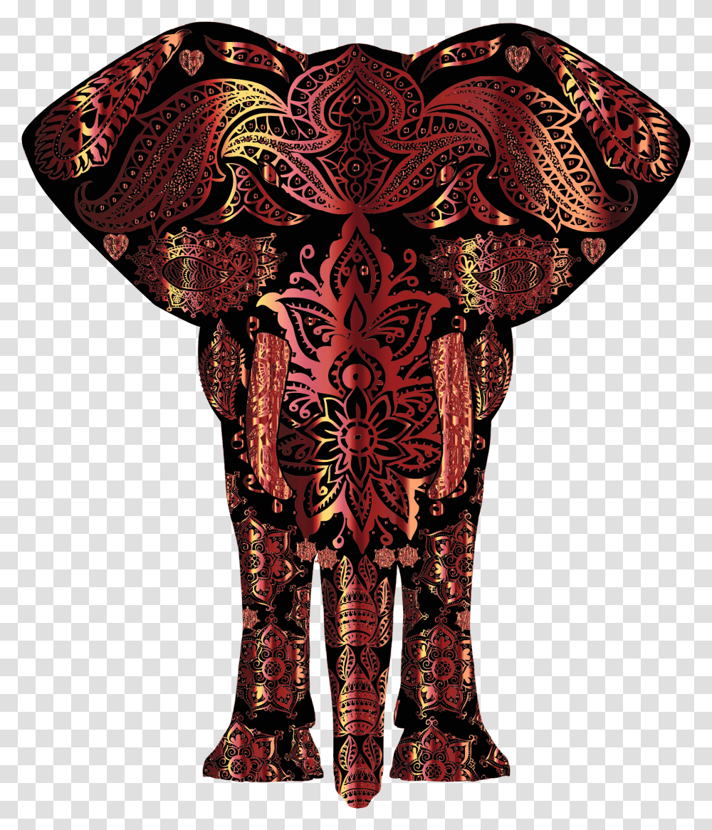 Bronze Floral Pattern Elephant Clip Arts Colorful Elephant, Apparel, Fashion, Costume Transparent Png