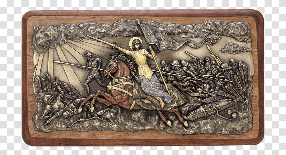 Bronze Joan Of Arc Into Battle Wall Plaque Relief, Painting, Wood, Archaeology Transparent Png