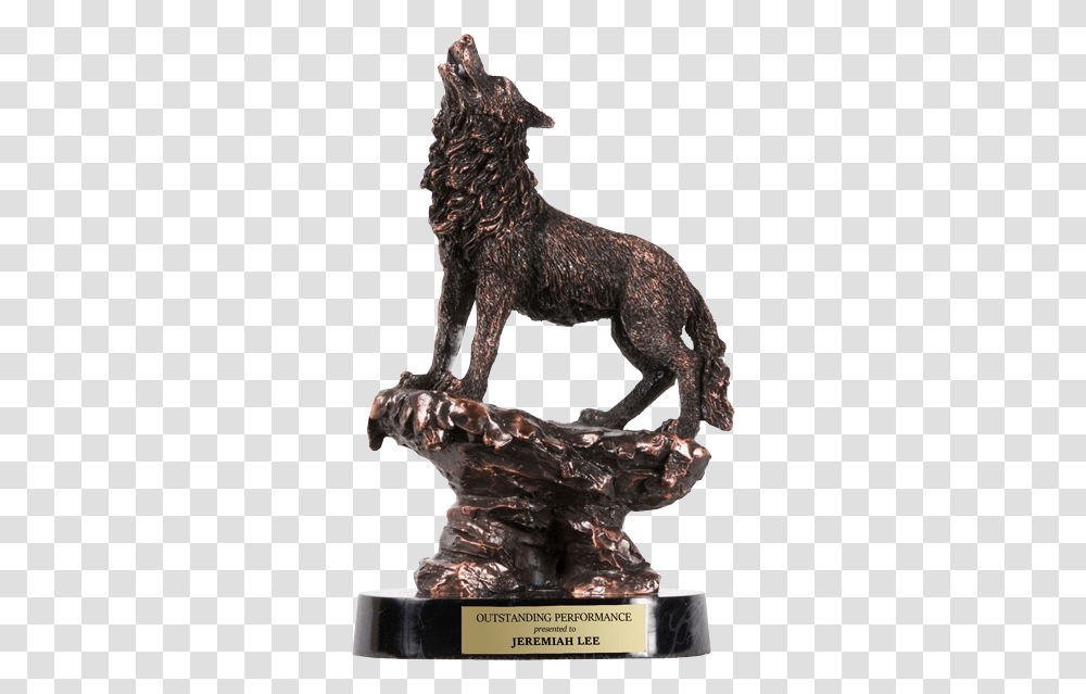 Bronze Mountaintop Wolf Trophy Paradise Awards Animal Figure, Mammal, Wildlife, Figurine, Statue Transparent Png