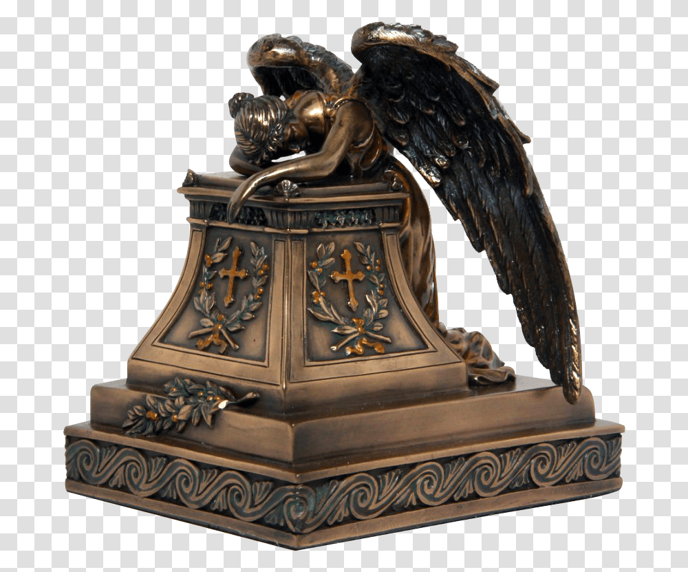 Bronze Mourning Angel Keepsake Urn Angel Of Grief, Wedding Cake, Dessert, Food, Sculpture Transparent Png